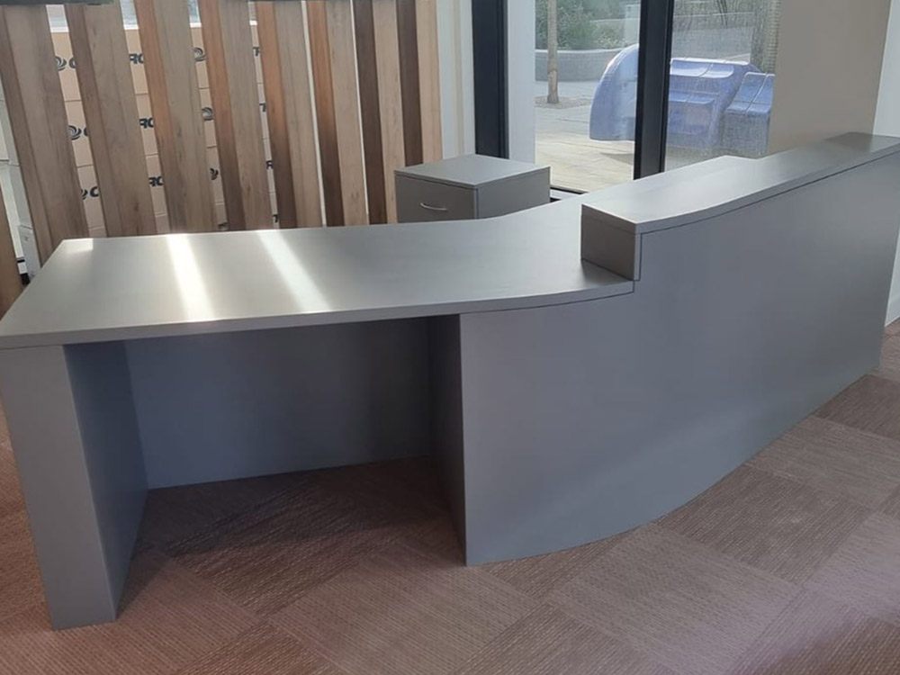 Curved Grey Reception Desk for ReThink Nokk